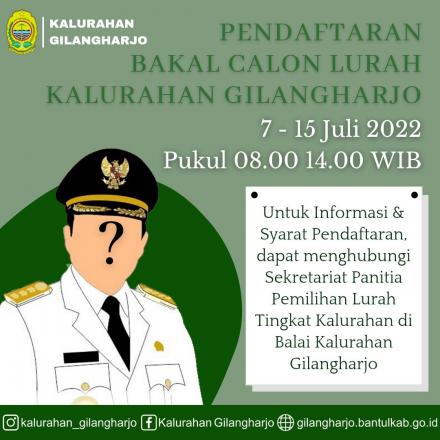 Pendaftaran Bakal Calon Lurah Kalurahan Gilangharjo Periode 2022 - 2028