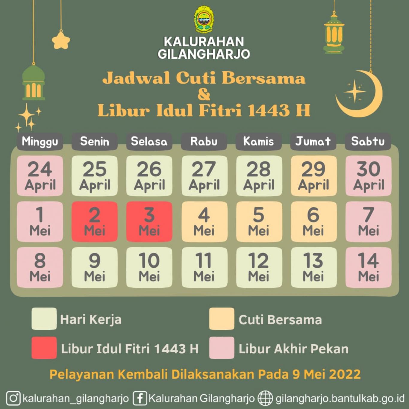 Jadwal Cuti Bersama Dan Libur Lebaran Idul Fitri 1443 H Pemerintah ...